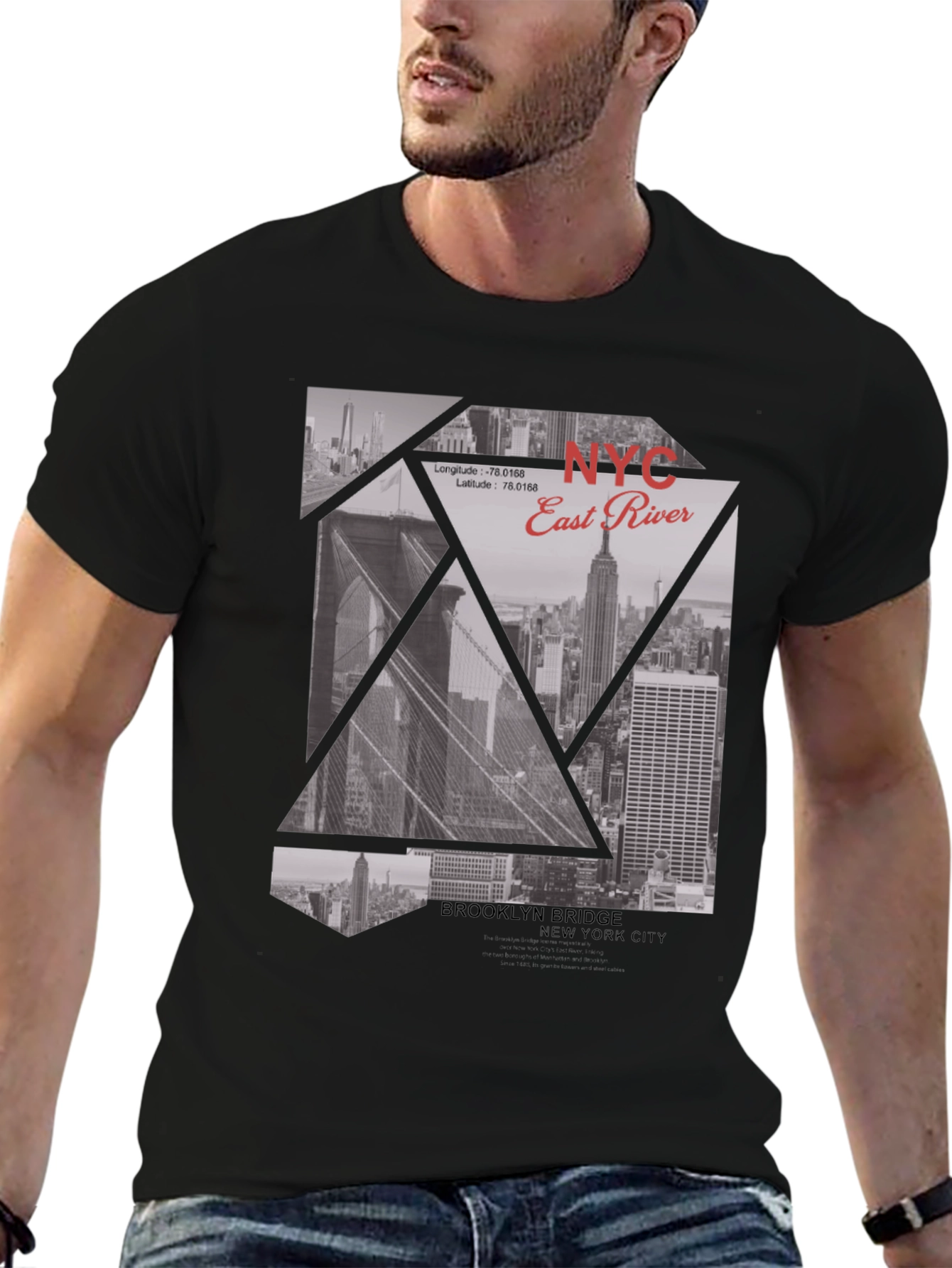 NYC Graphic Tee - Brooklyn Bridge & East River Print