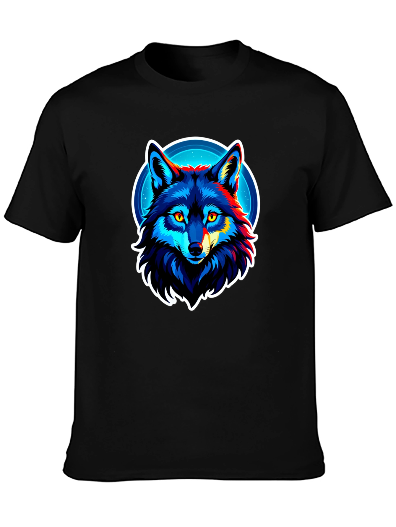 Cool Wolf Graphic Tee - Black Cotton Blend