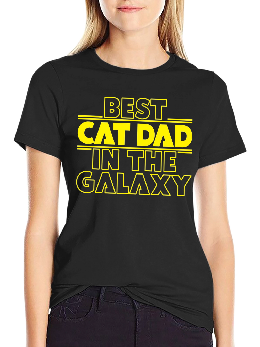 Best Cat Dad in the Galaxy Black T-Shirt