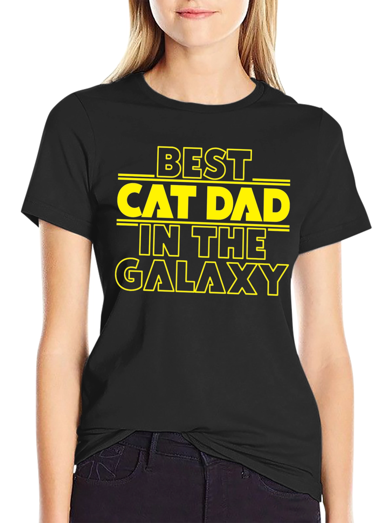 Best Cat Dad in the Galaxy Black T-Shirt
