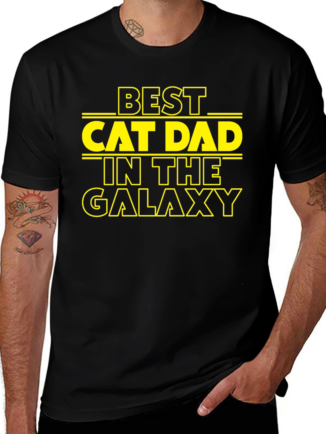 Best Cat Dad in the Galaxy Black T-Shirt
