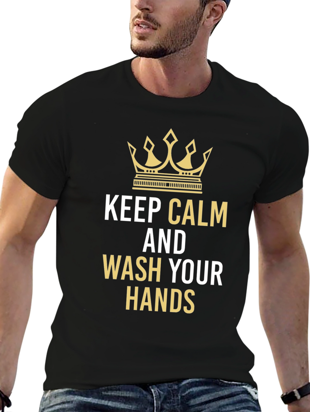 Keep Calm and Wash Your Hands Black T-Shirt