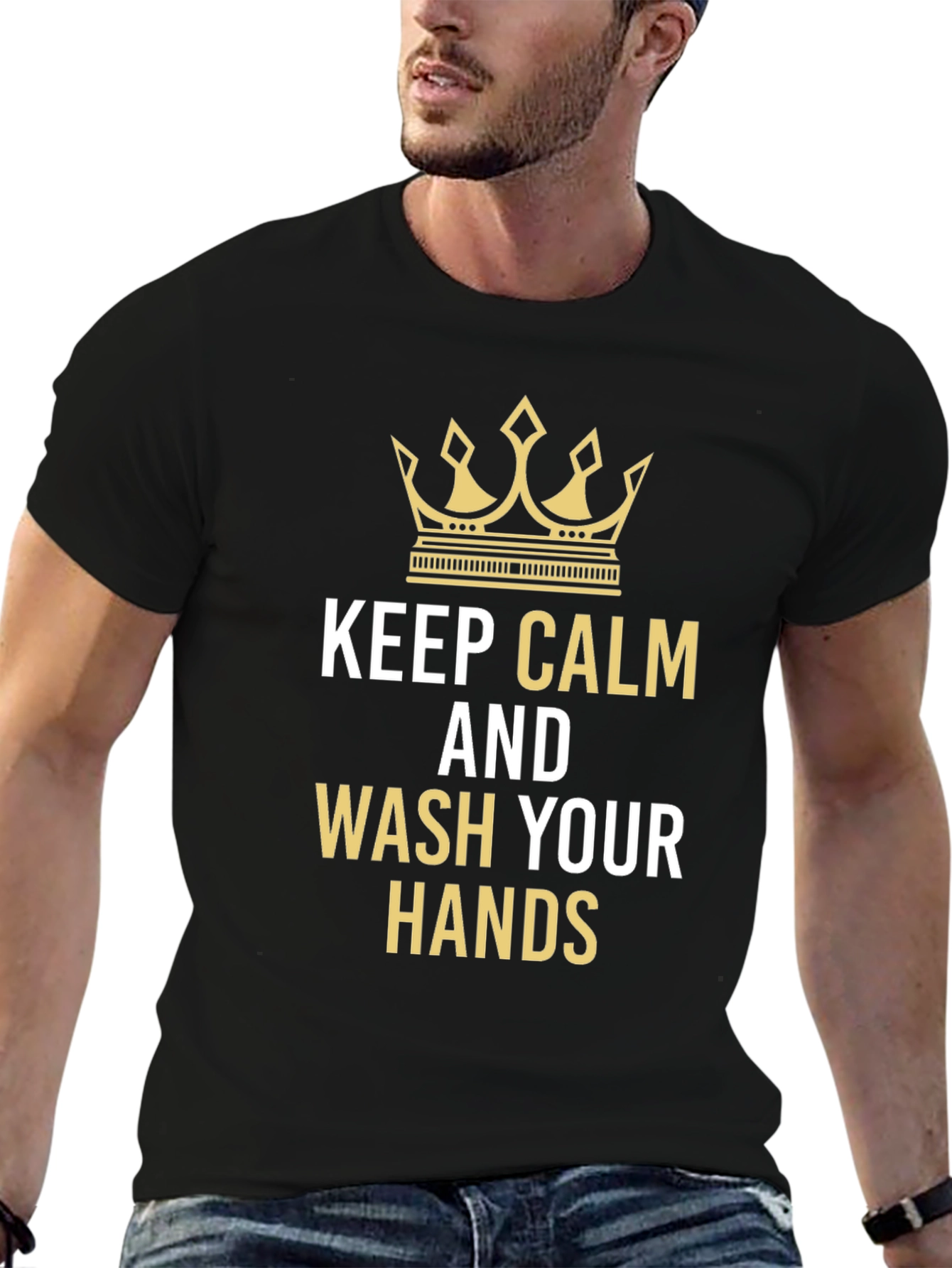 Keep Calm and Wash Your Hands Black T-Shirt