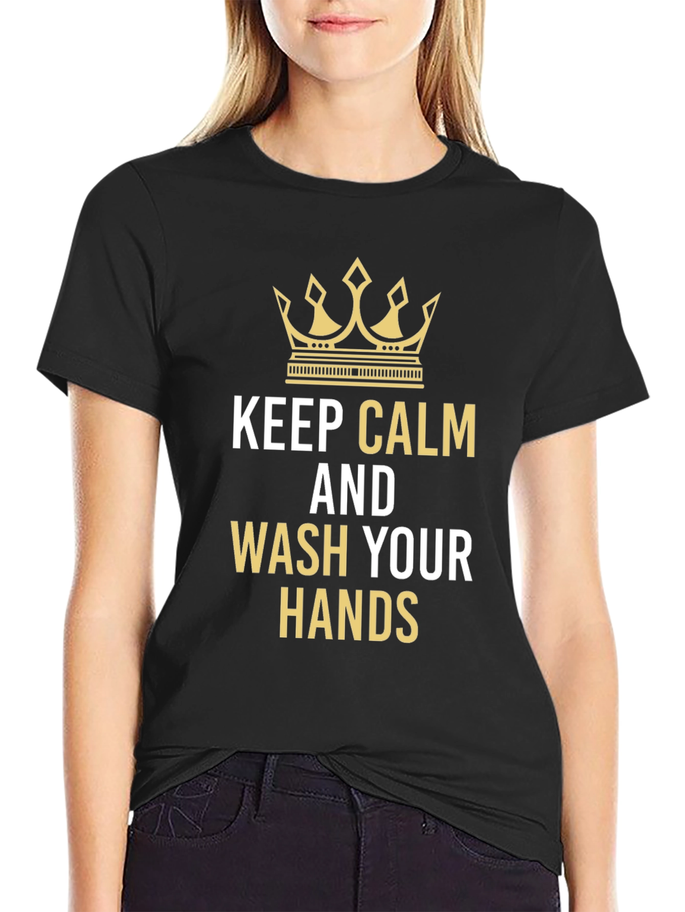 Keep Calm and Wash Your Hands Black T-Shirt