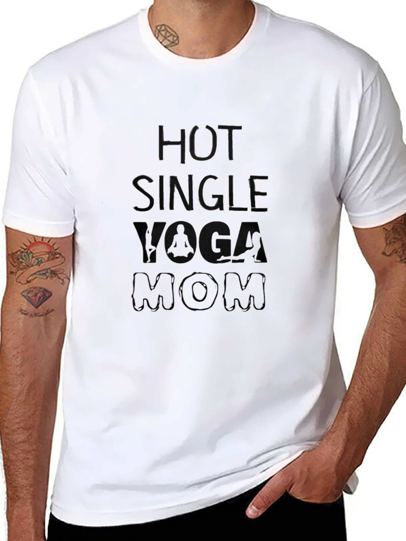 Hot Single Yoga Mom Black Graphic Tee