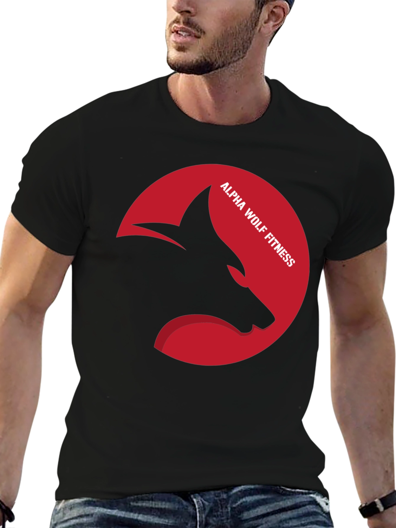 Alpha Wolf Fitness Graphic T-Shirt - Black