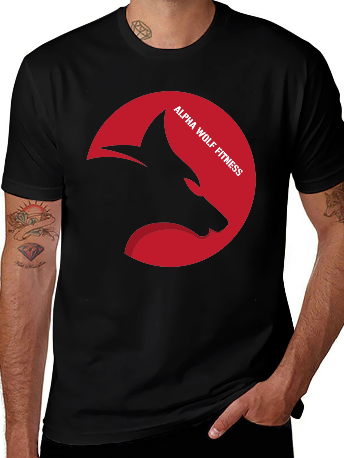 Alpha Wolf Fitness Graphic T-Shirt - Black