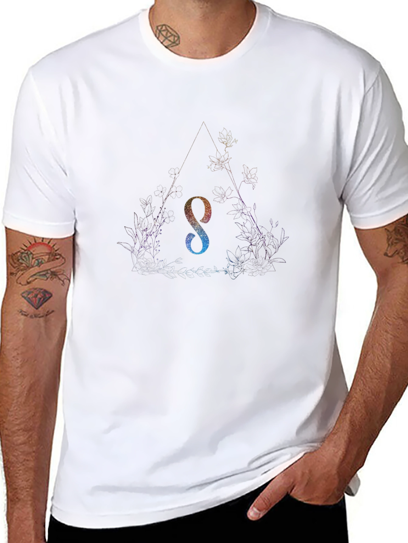 Galaxy Initial S Black T-Shirt