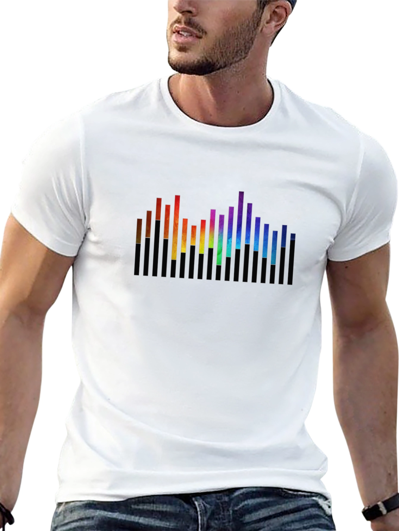 Rainbow Spectrum Graphic Black T-Shirt