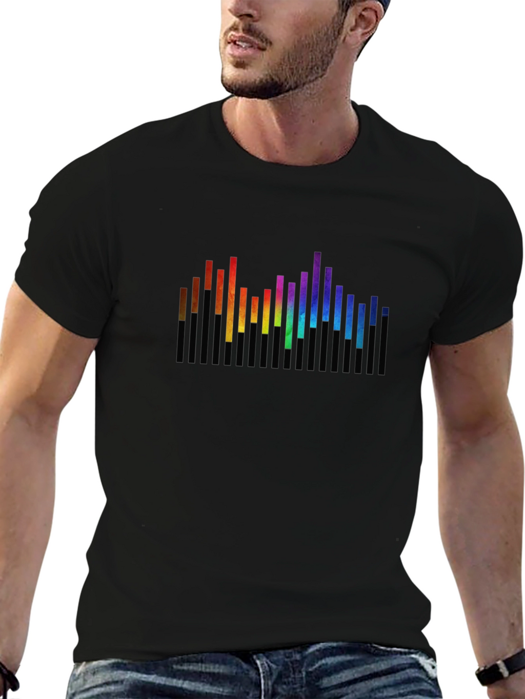 Rainbow Spectrum Graphic Black T-Shirt