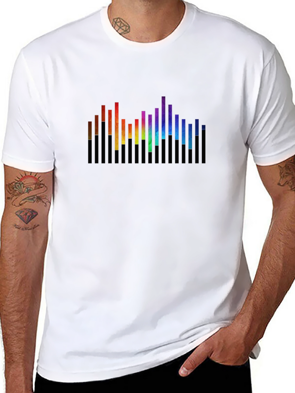 Rainbow Spectrum Graphic Black T-Shirt