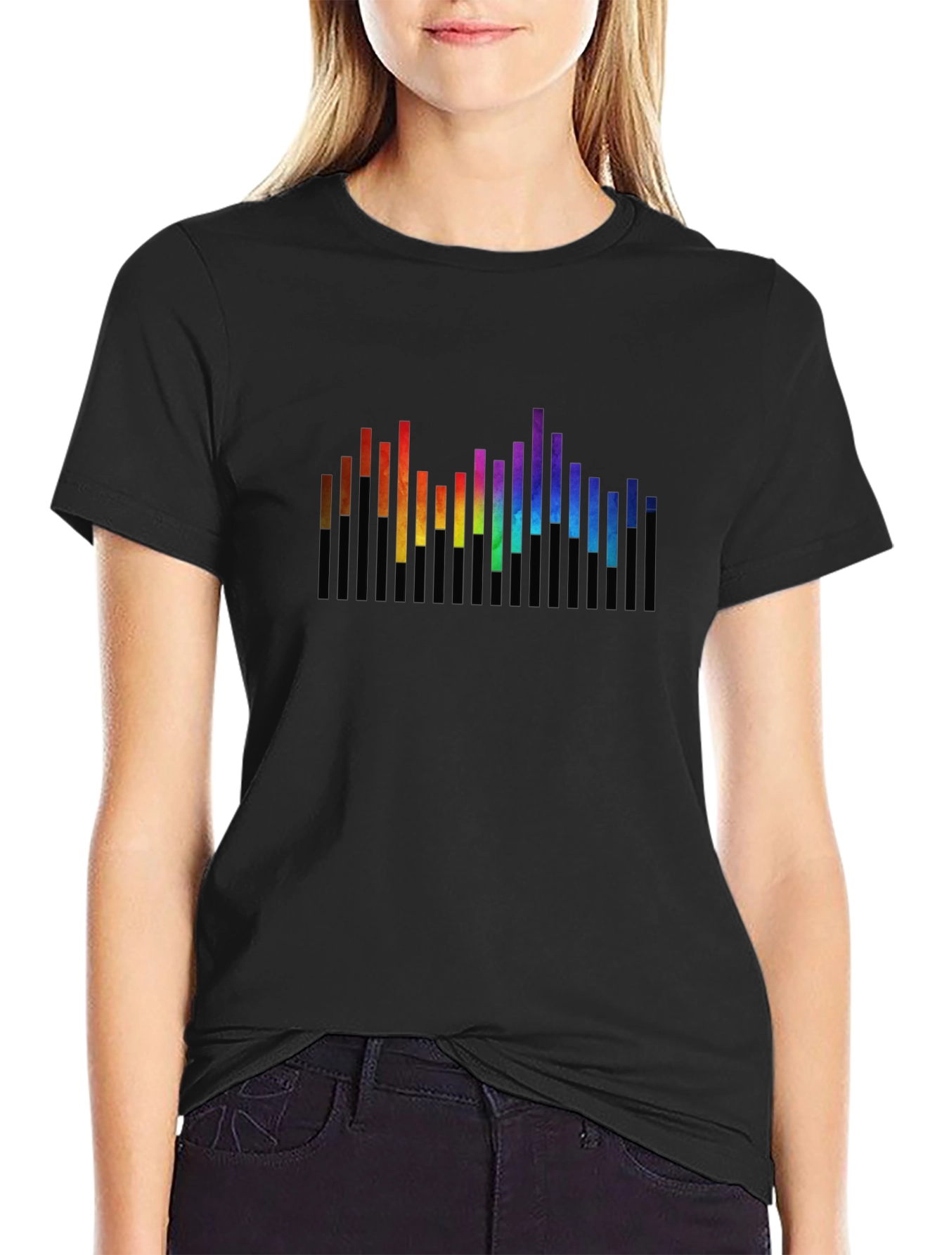 Rainbow Spectrum Graphic Black T-Shirt