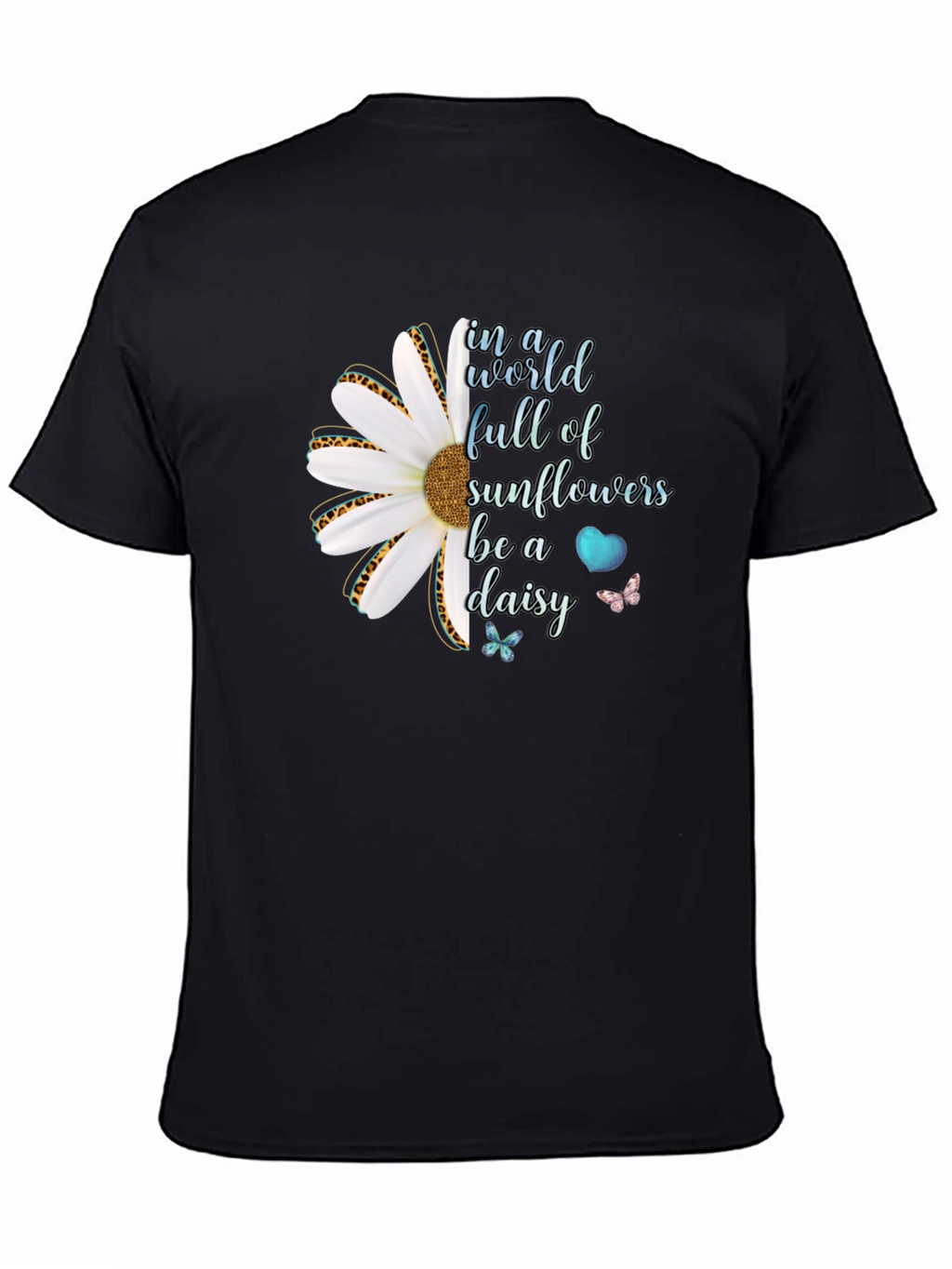Be a Daisy Black T-Shirt Floral Design