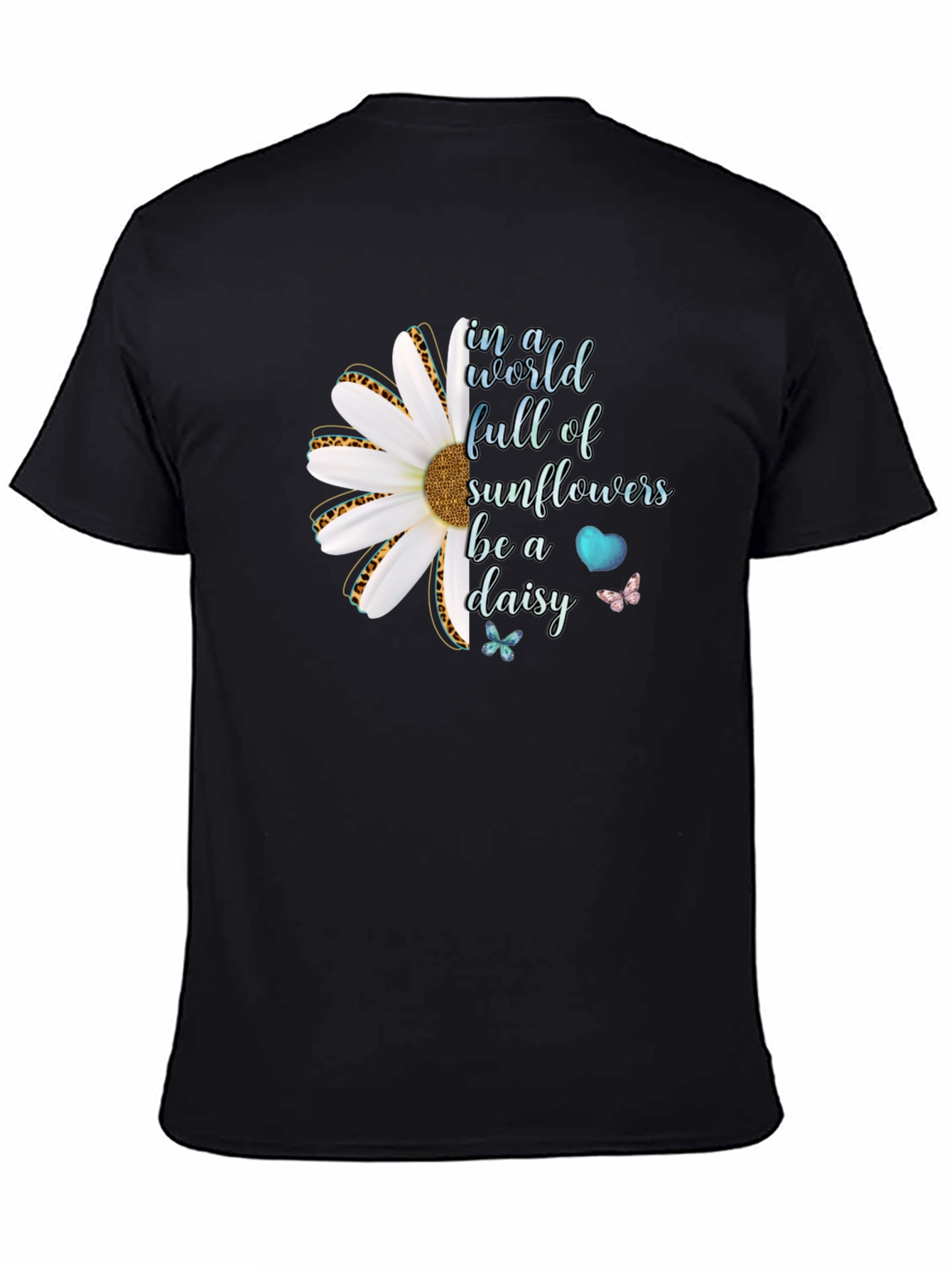 Be a Daisy Black T-Shirt Floral Design
