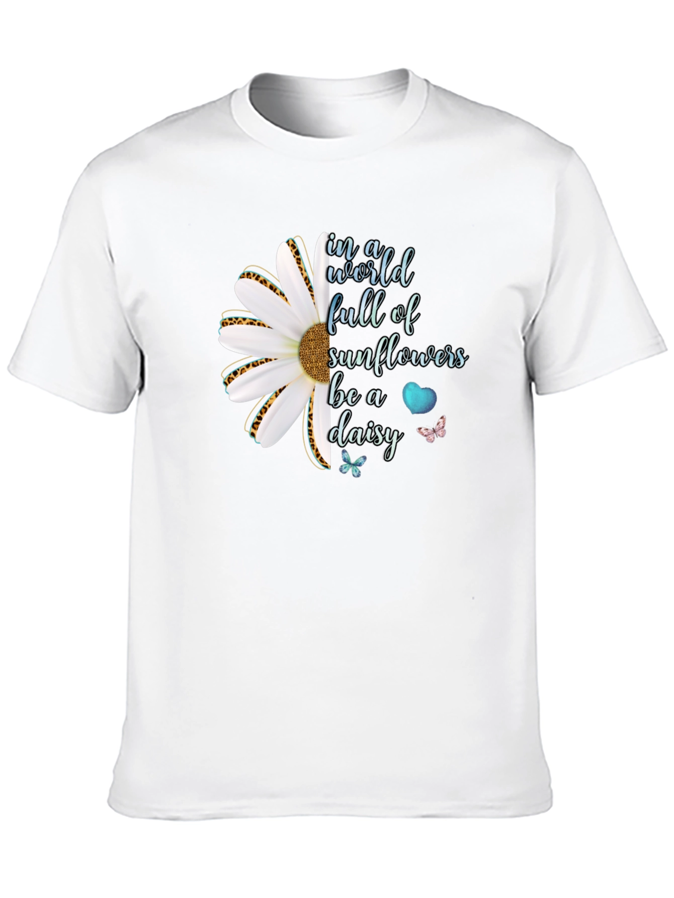 Be a Daisy Black T-Shirt Floral Design
