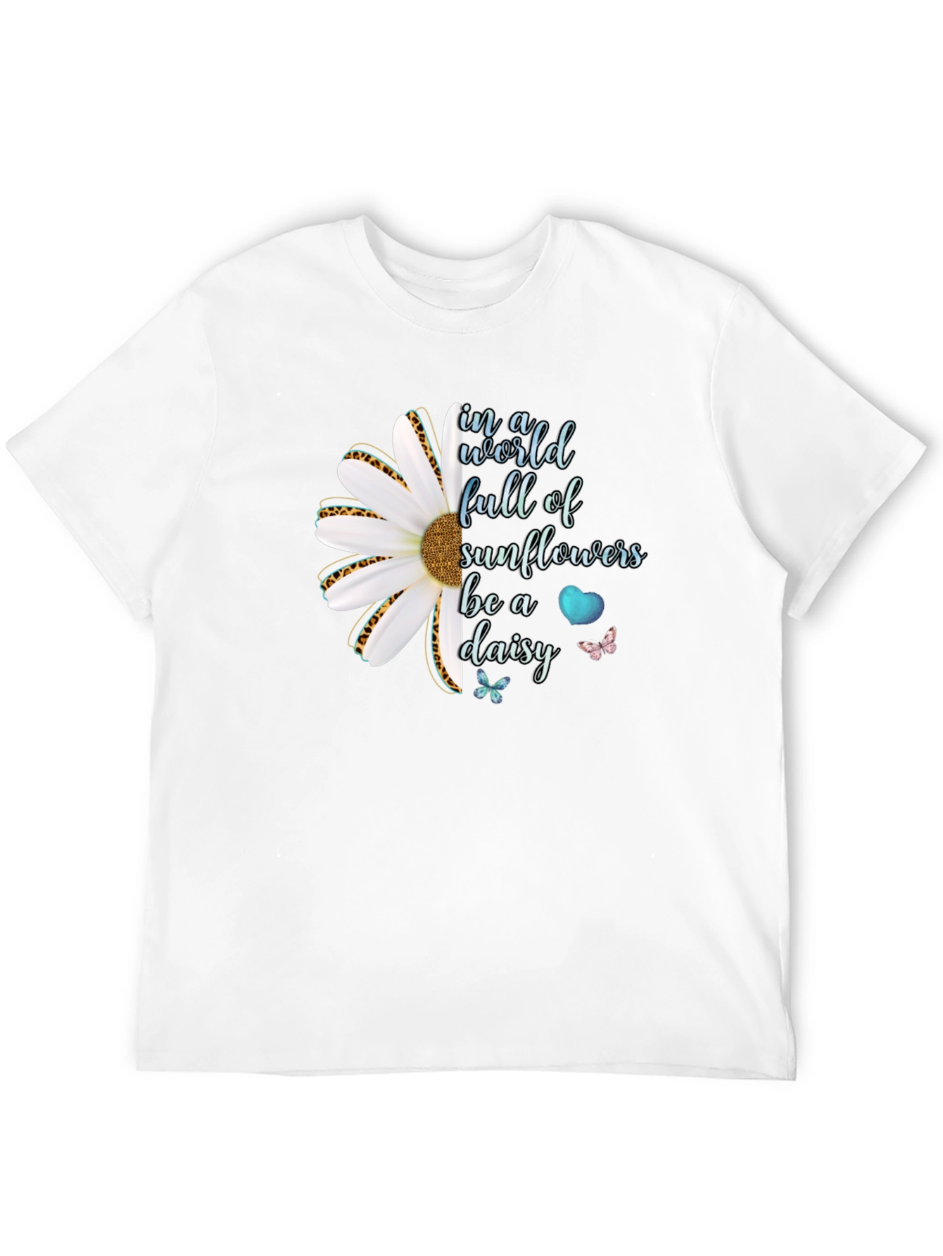 Be a Daisy Black T-Shirt Floral Design