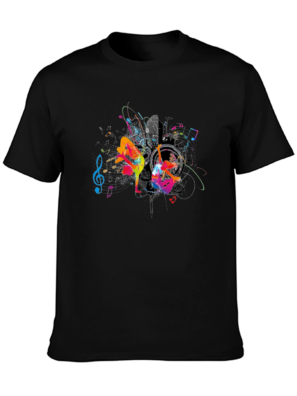 Urban Dance Graphic Tee - Black Cotton Crew Neck
