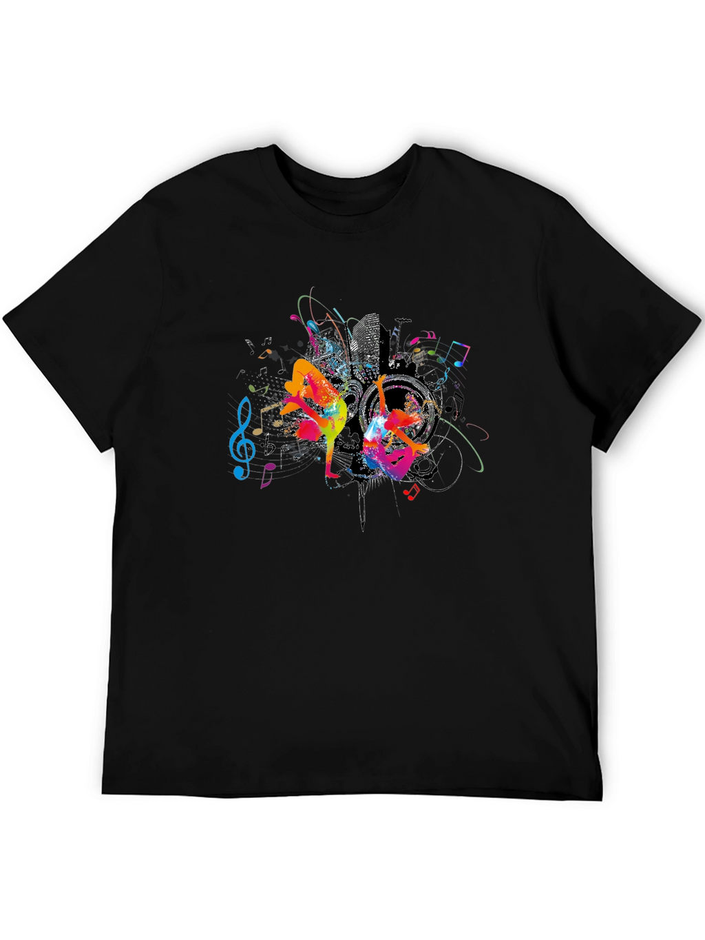 Urban Dance Graphic Tee - Black Cotton Crew Neck