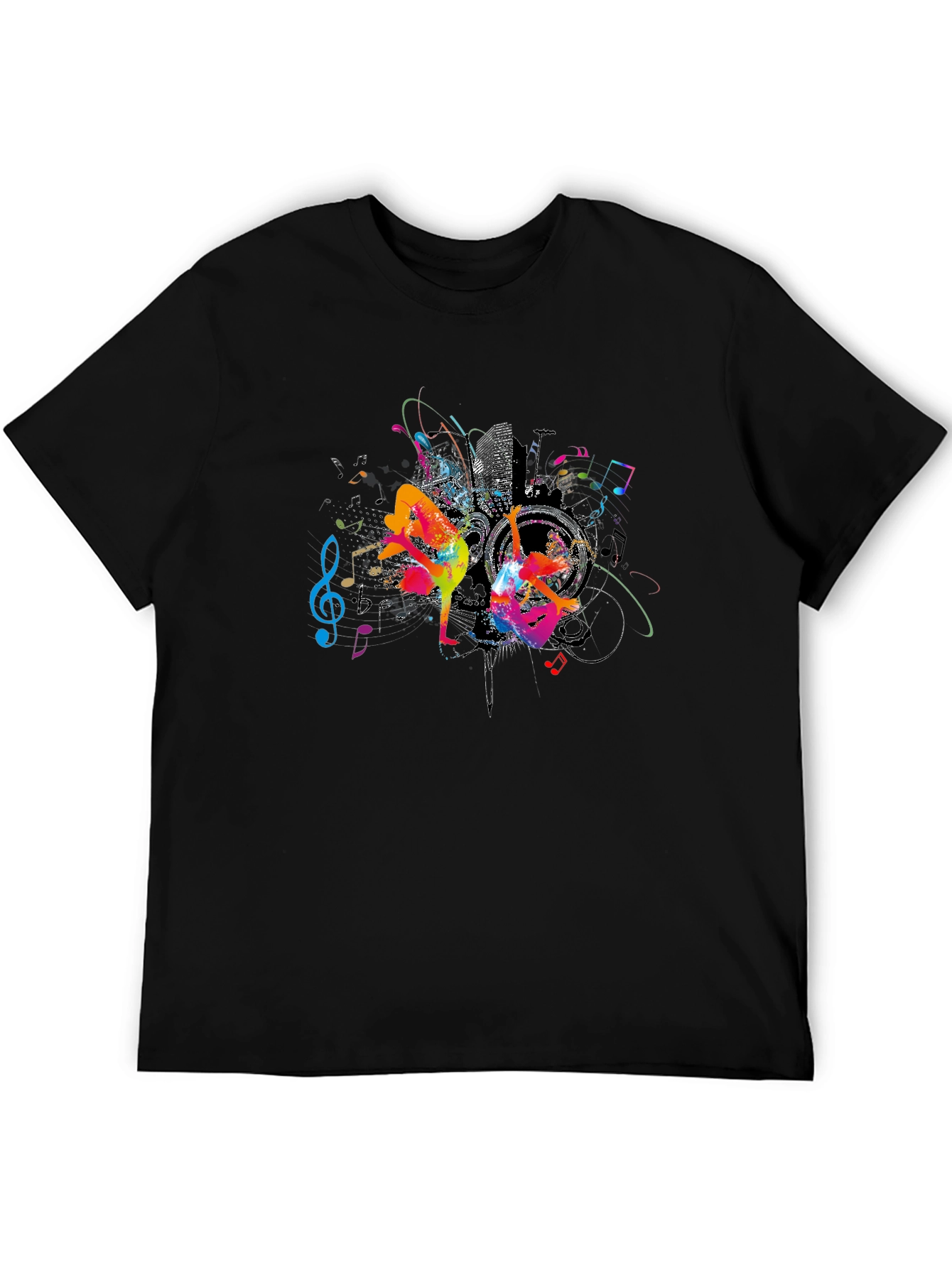 Urban Dance Graphic Tee - Black Cotton Crew Neck
