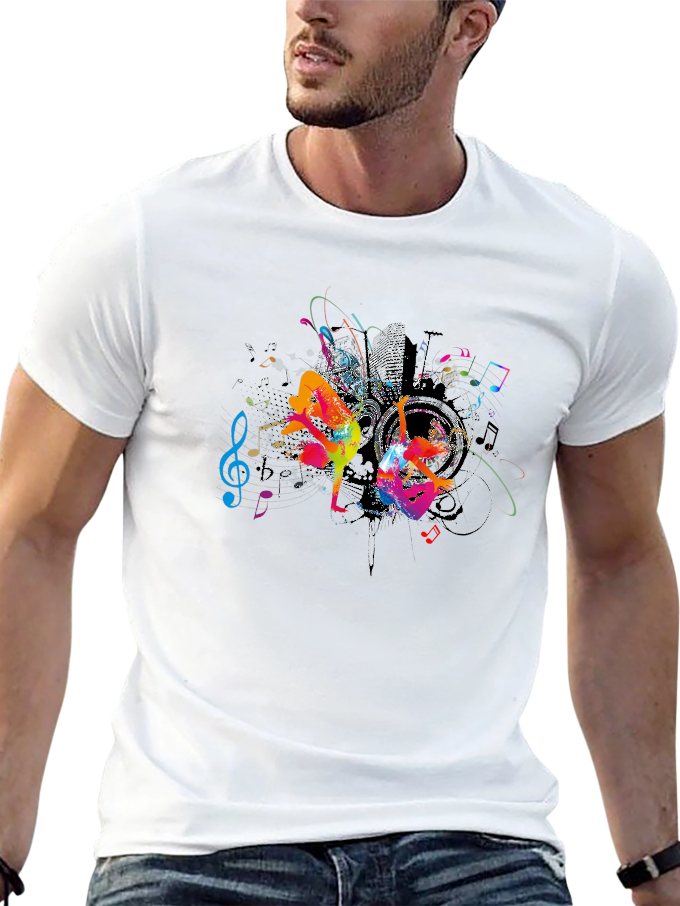 Urban Dance Graphic Tee - Black Cotton Crew Neck