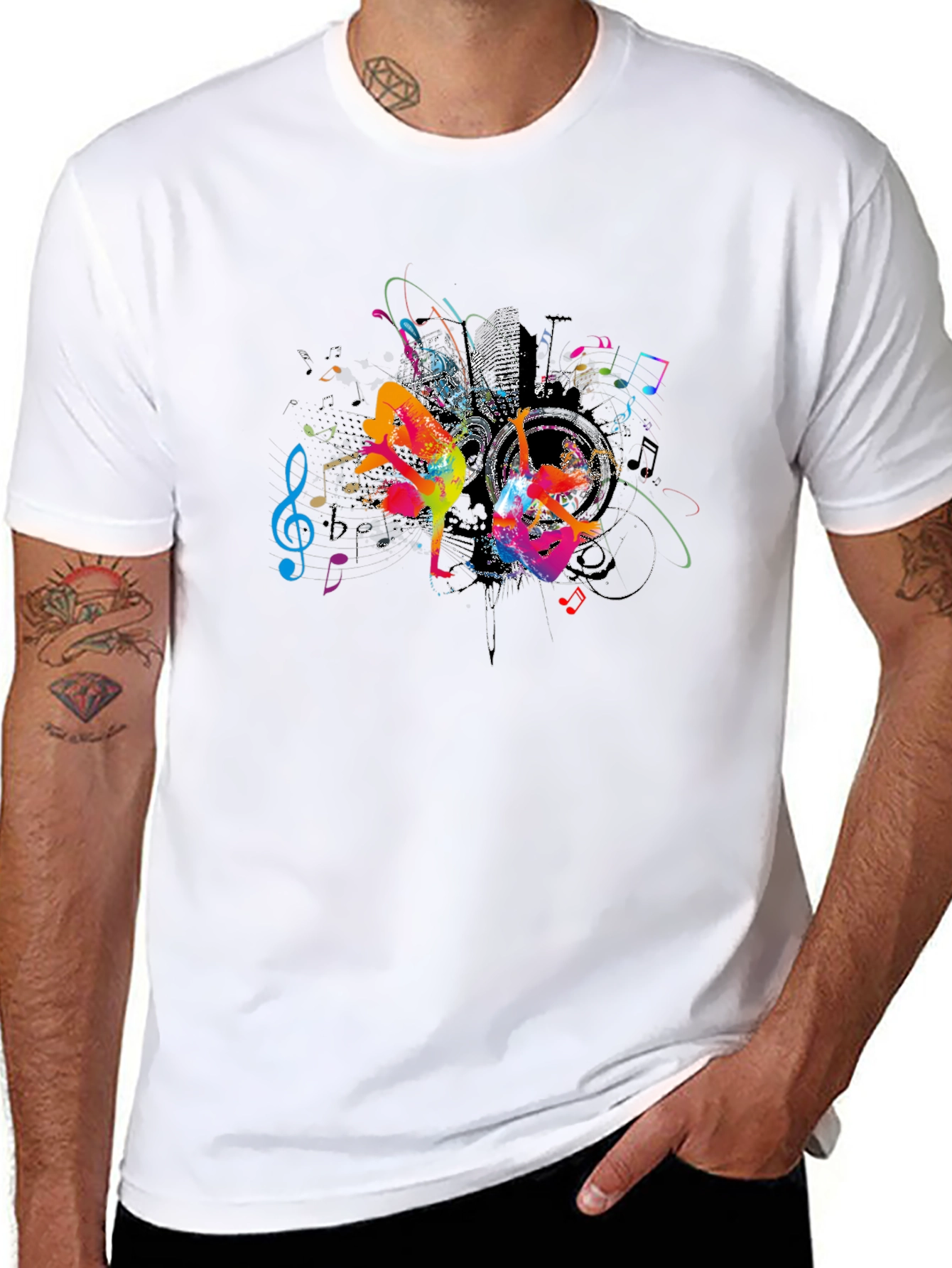 Urban Dance Graphic Tee - Black Cotton Crew Neck