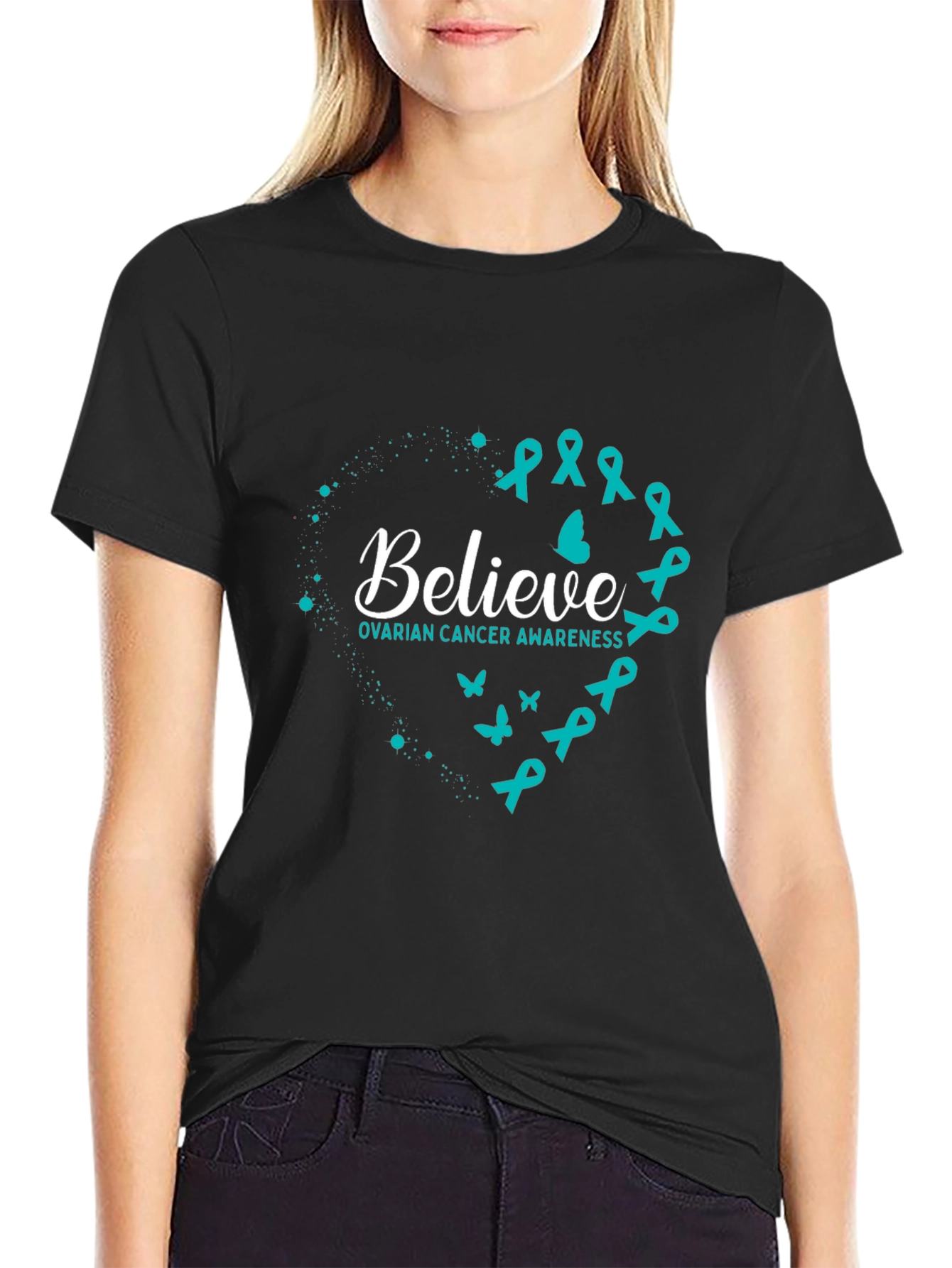 Ovarian Cancer Awareness Believe Graphic Tee