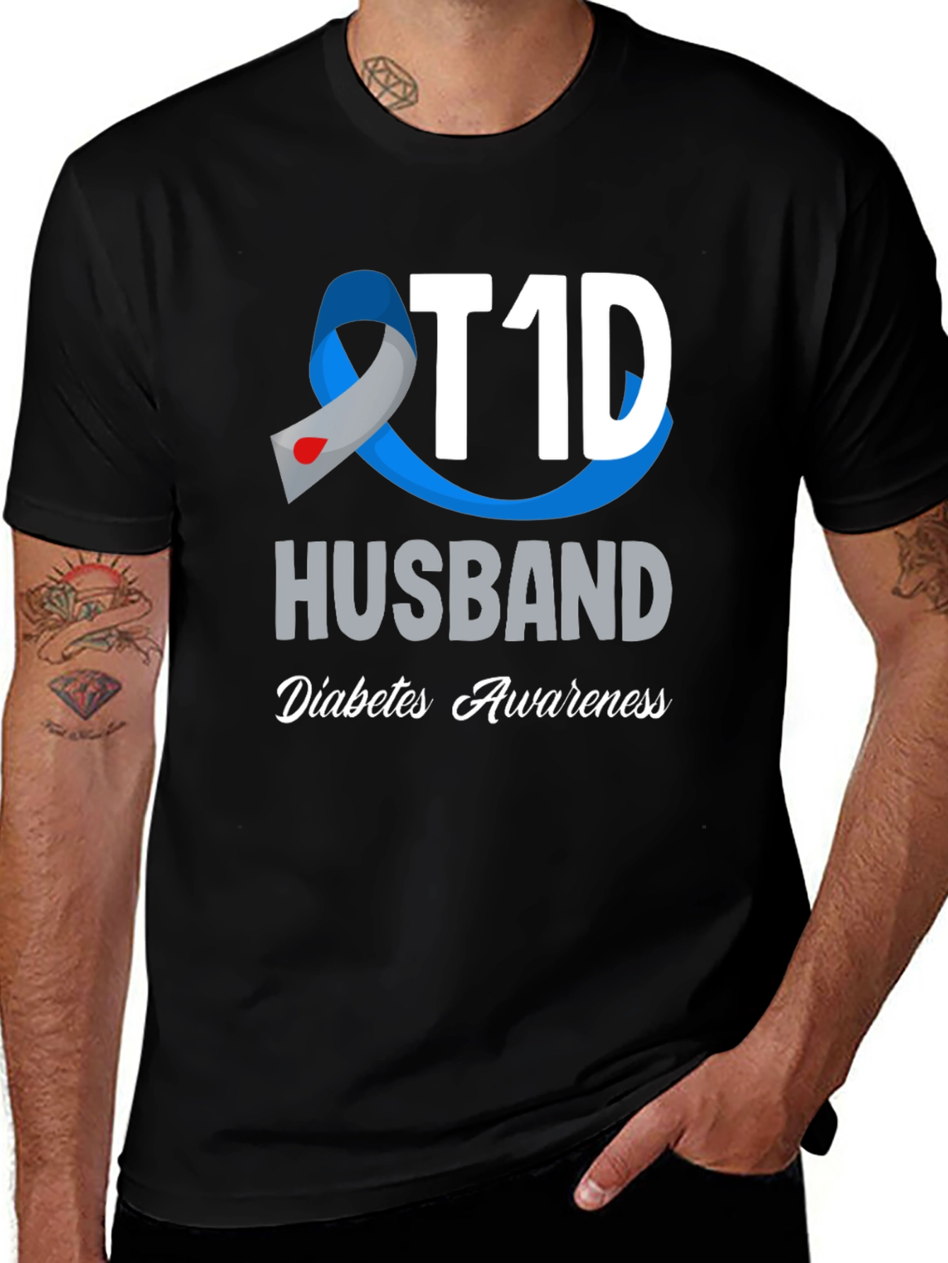 T1D Husband Diabetes Awareness T-Shirt