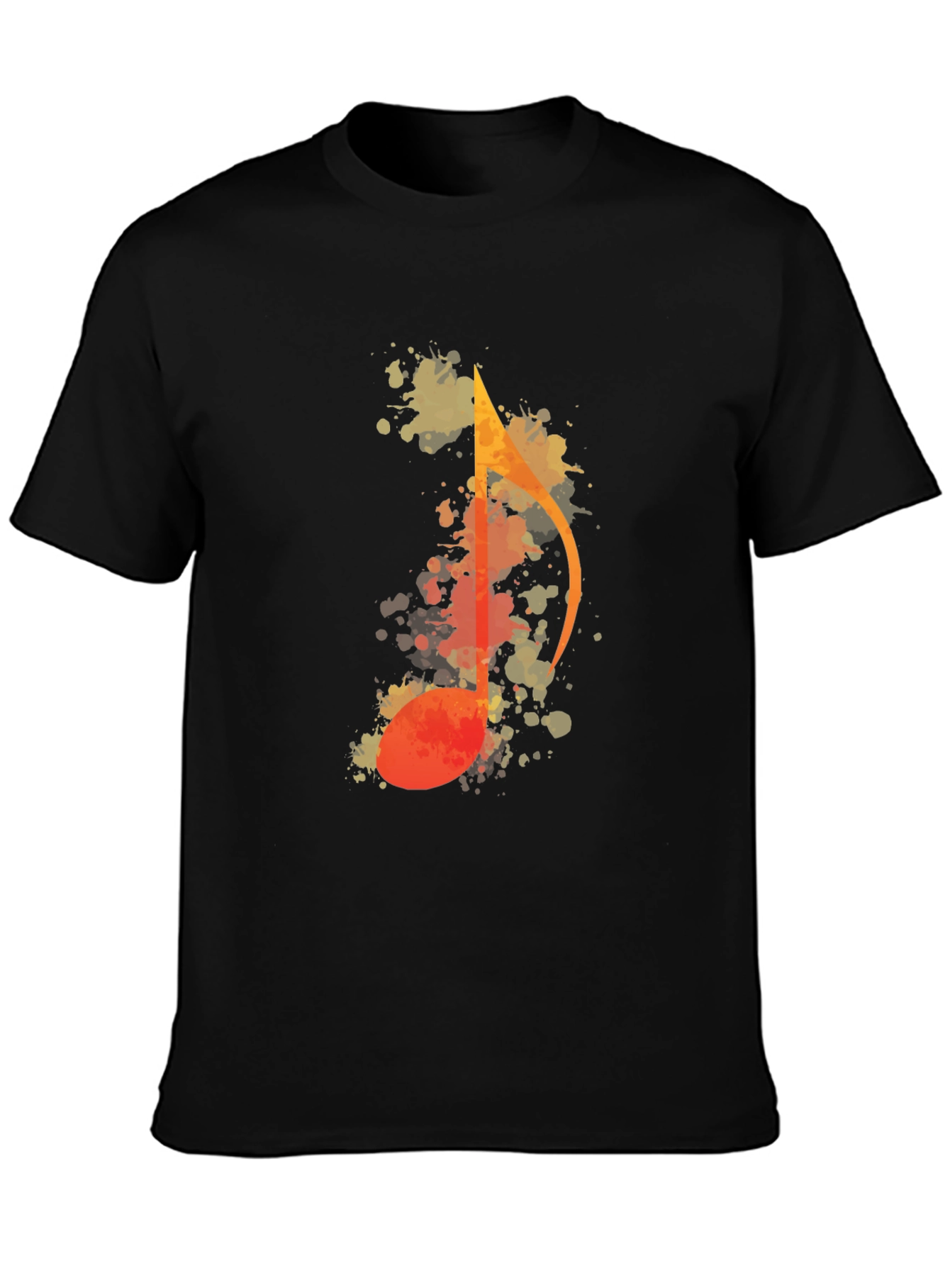 Music Note Watercolor Graphic Tee - Black