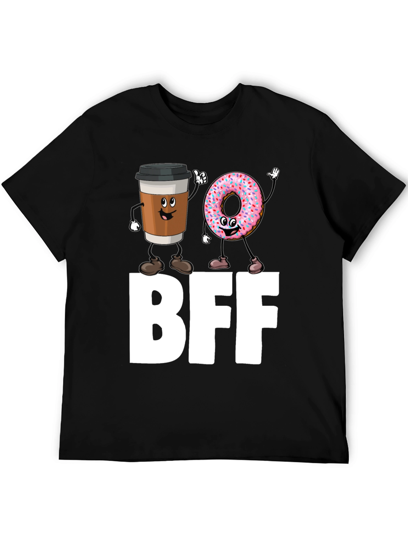 BFF Coffee & Donut Best Friends Black T-Shirt