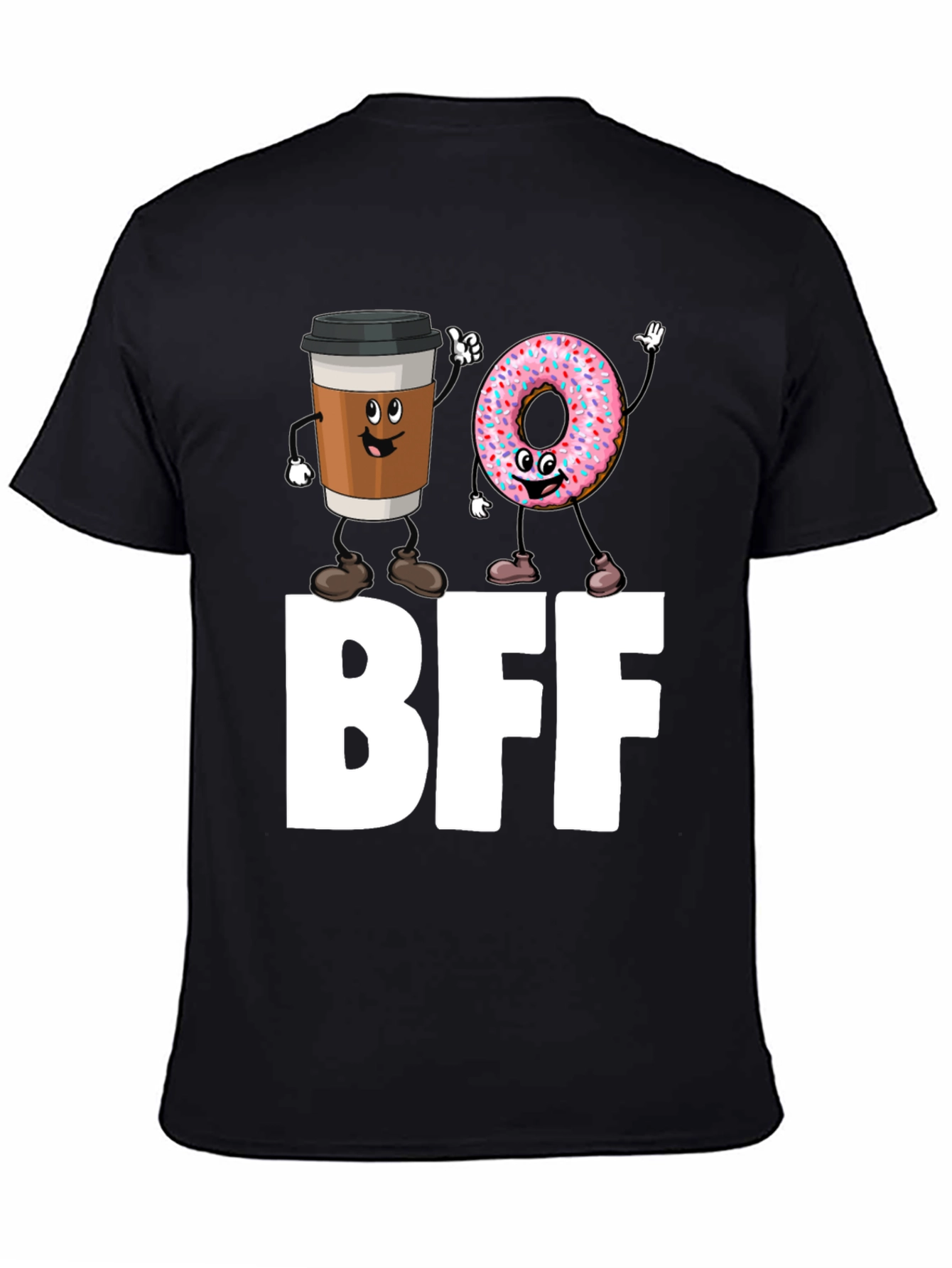 BFF Coffee & Donut Best Friends Black T-Shirt
