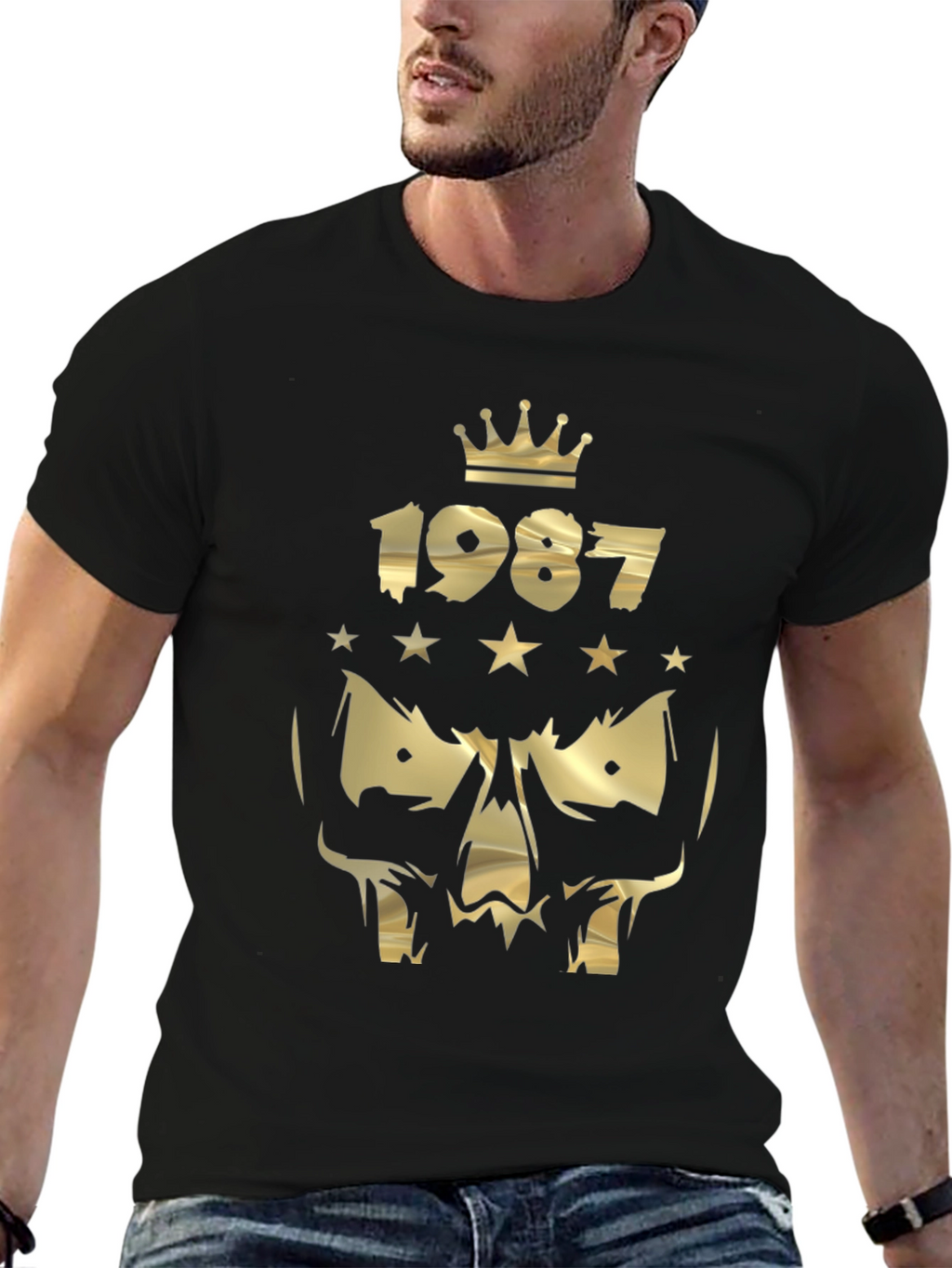 Gold Skull 1987 Graphic T-Shirt