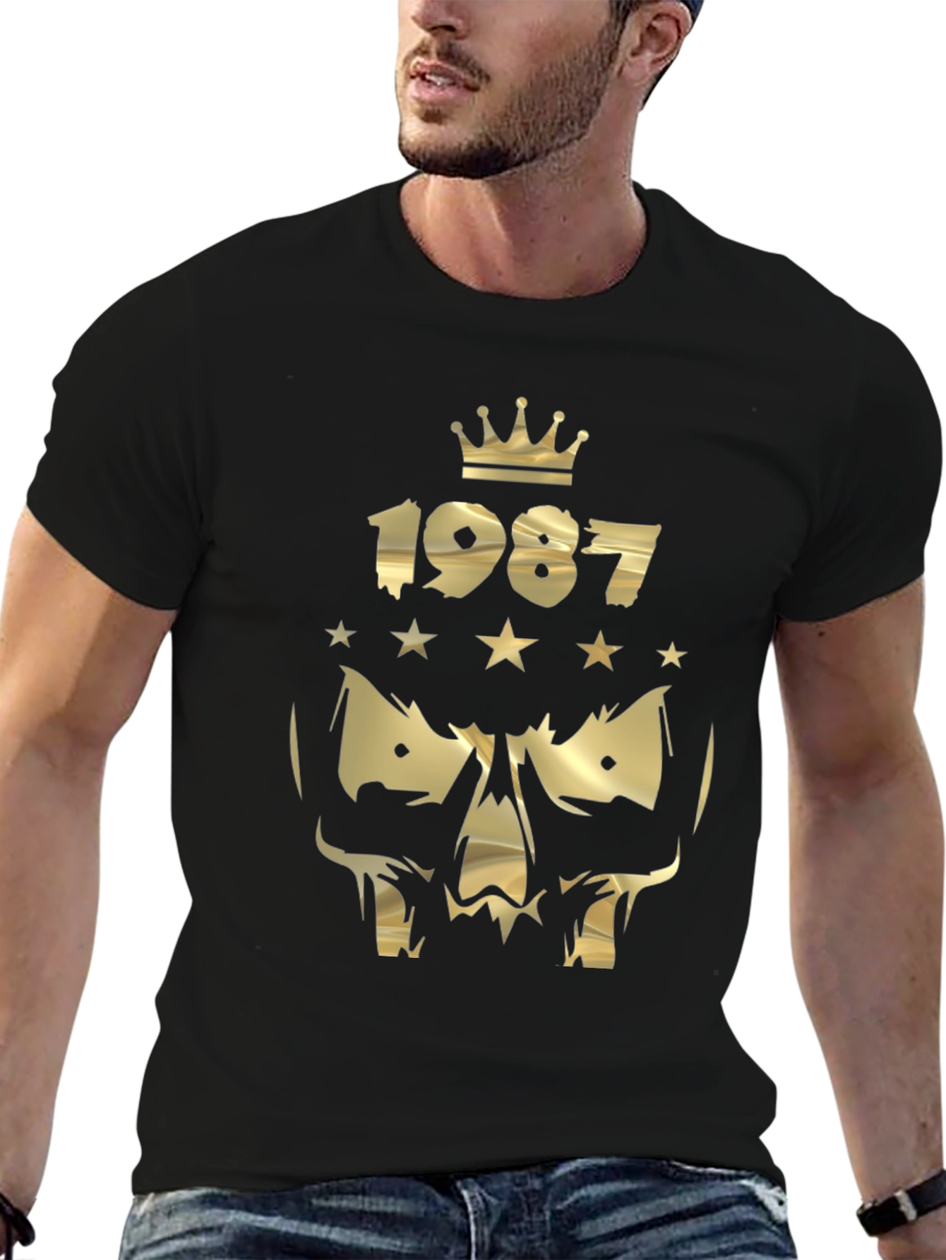 Gold Skull 1987 Graphic T-Shirt