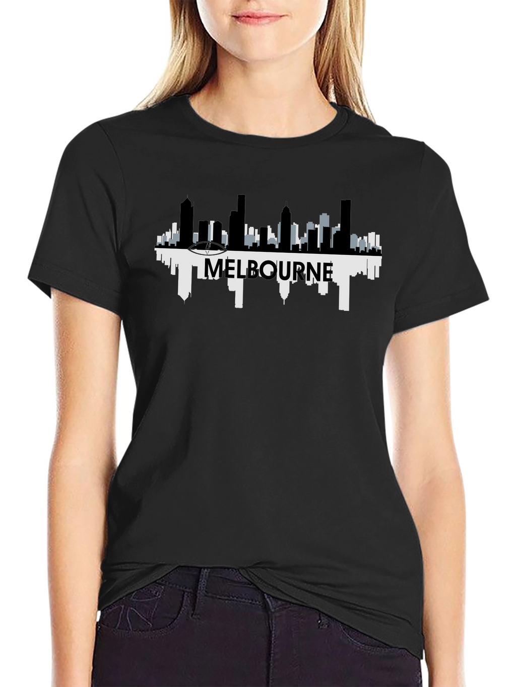 Melbourne Skyline Graphic Tee - Mens Black T-Shirt