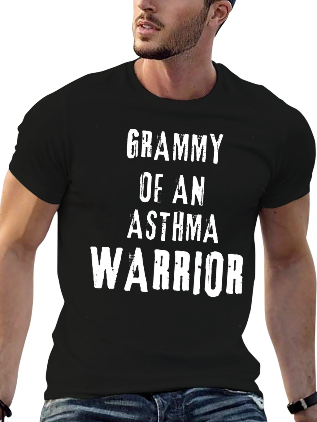 Grammy of an Asthma Warrior Black T-Shirt