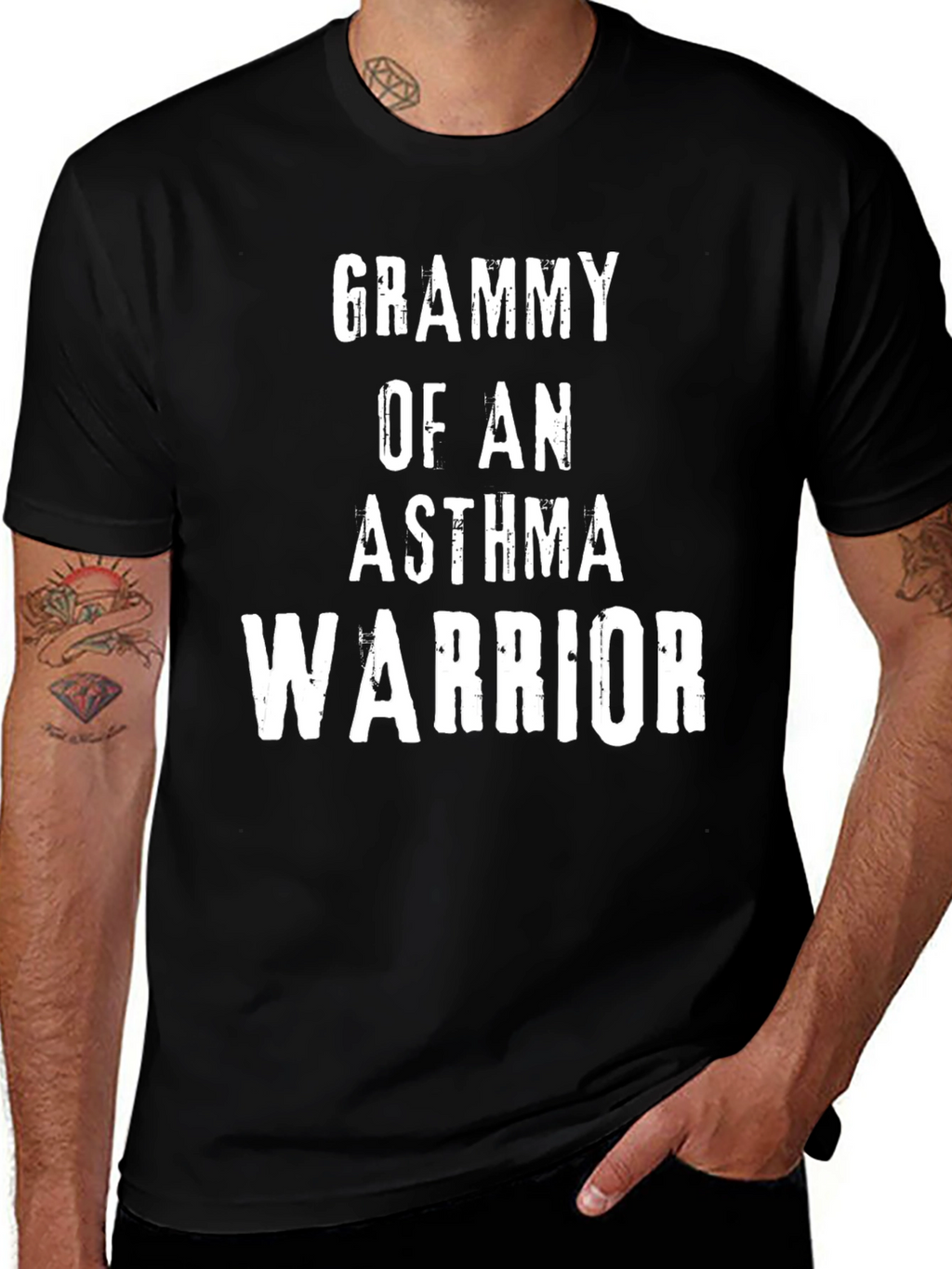 Grammy of an Asthma Warrior Black T-Shirt