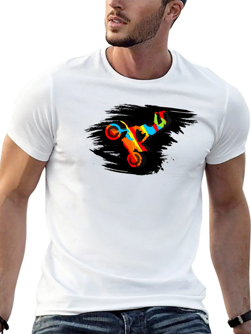 Motocross Rider Graphic Black T-Shirt