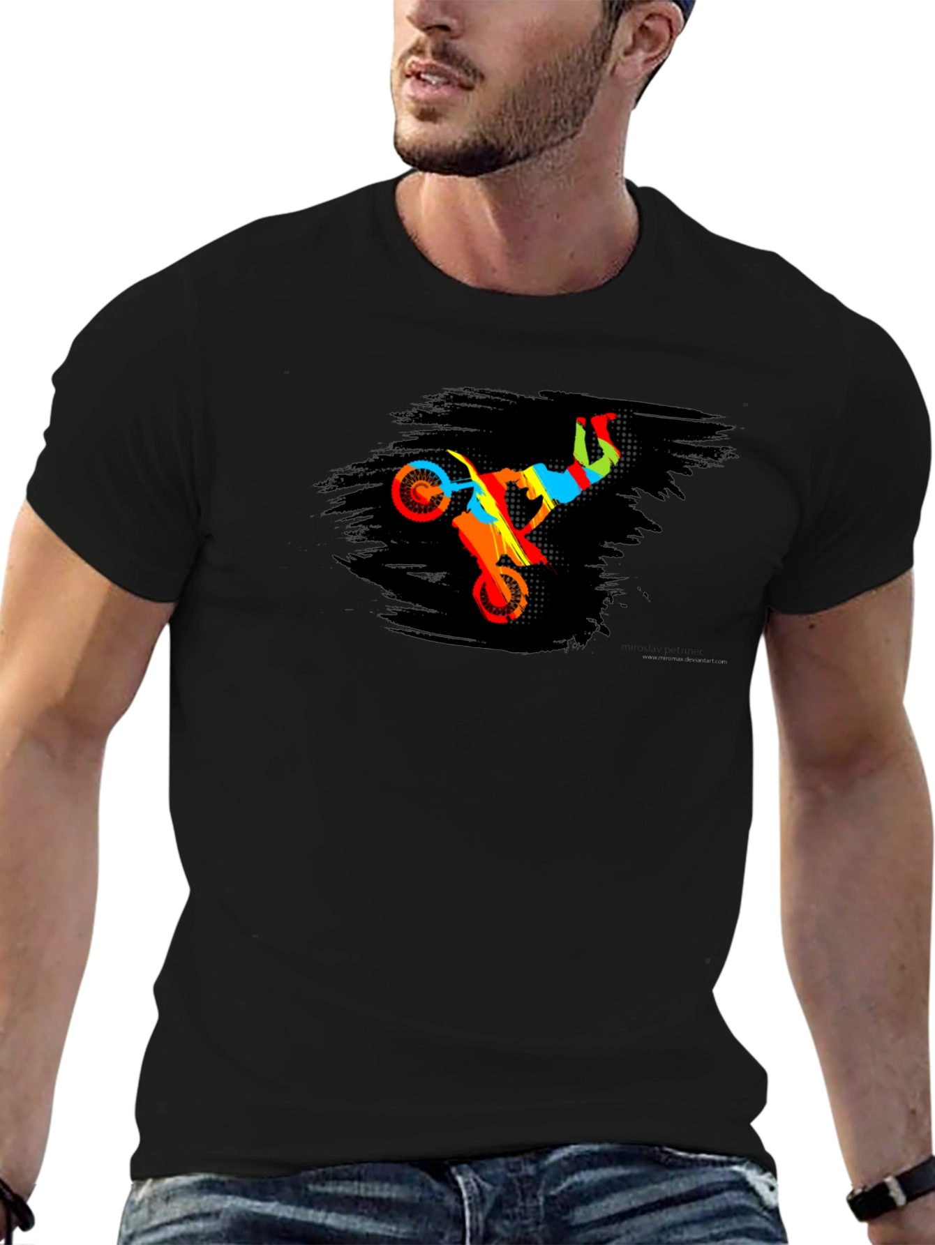 Motocross Rider Graphic Black T-Shirt