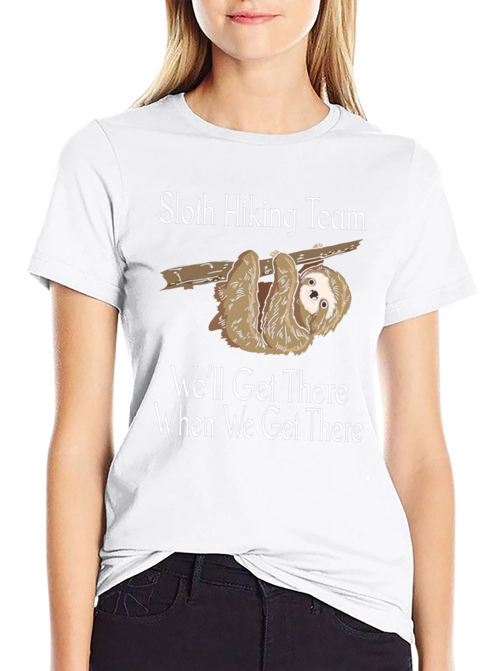Sloth Hiking Team Black Graphic T-Shirt