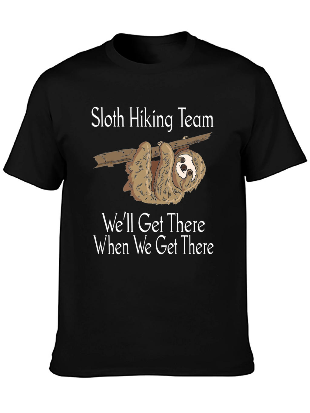 Sloth Hiking Team Black Graphic T-Shirt