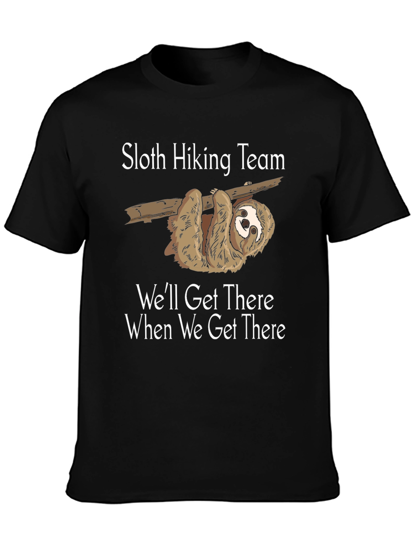 Sloth Hiking Team Black Graphic T-Shirt