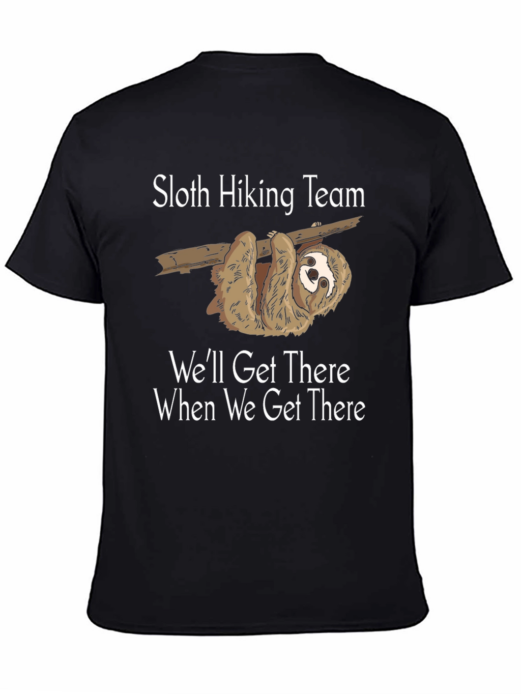 Sloth Hiking Team Black Graphic T-Shirt