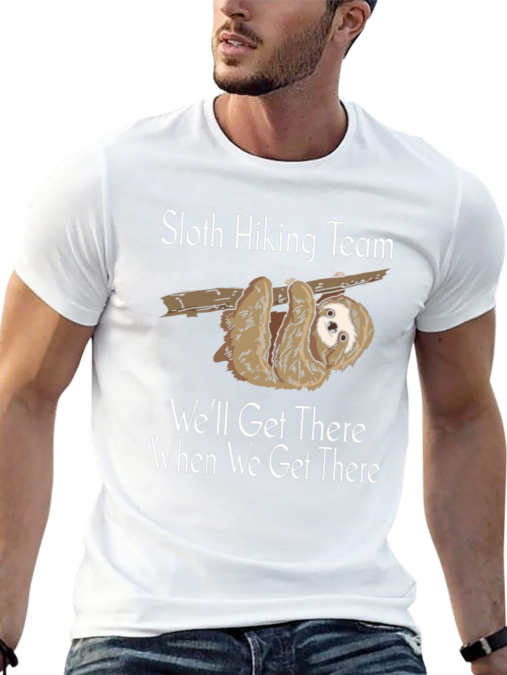 Sloth Hiking Team Black Graphic T-Shirt
