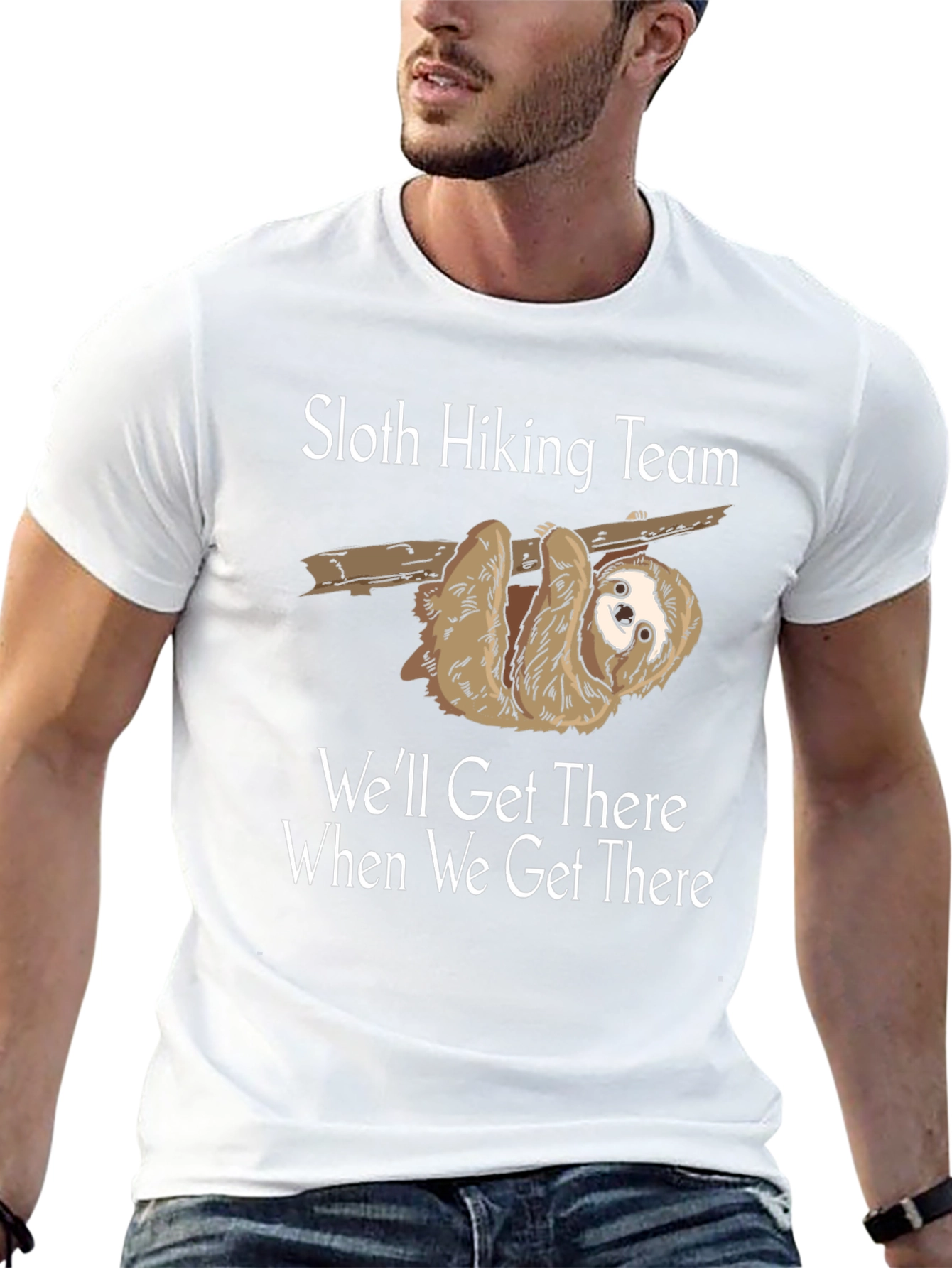 Sloth Hiking Team Black Graphic T-Shirt