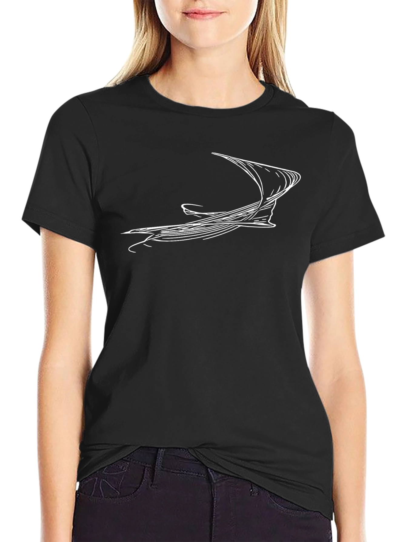 Abstract Line Art Black T-Shirt