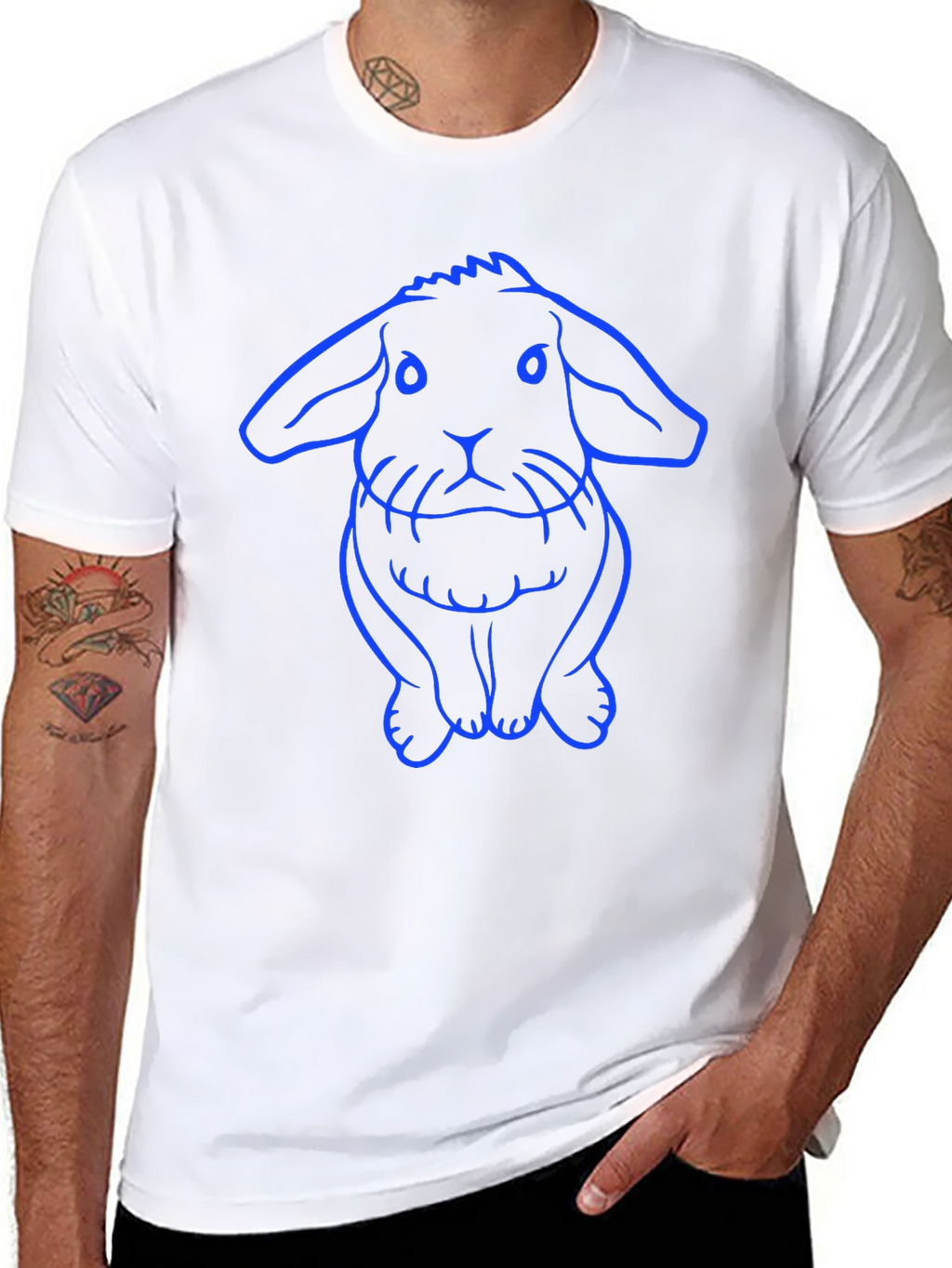 Rabbit Graphic Tee - Black Cotton Casual Wear