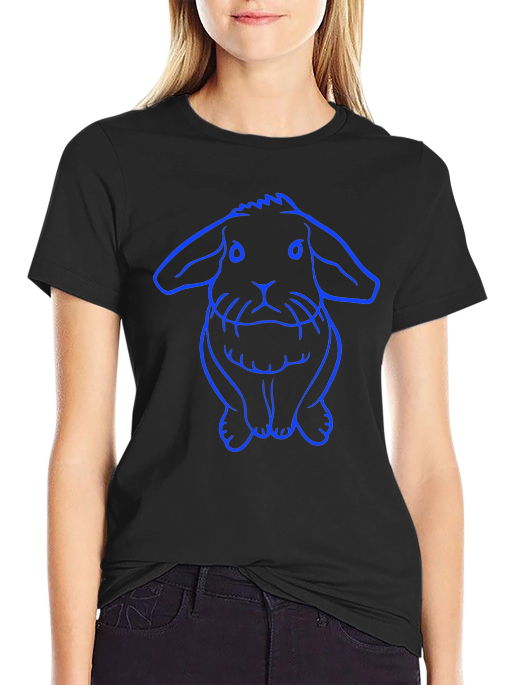 Rabbit Graphic Tee - Black Cotton Casual Wear