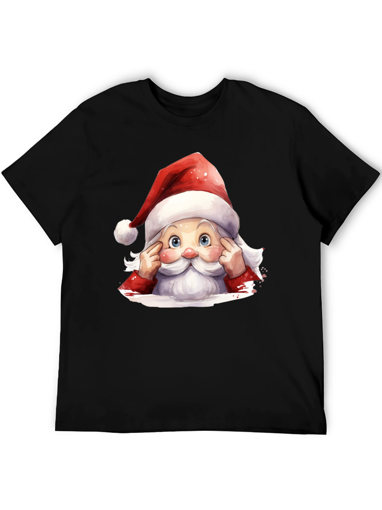 Festive Santa Graphic Tee - Holiday Spirit