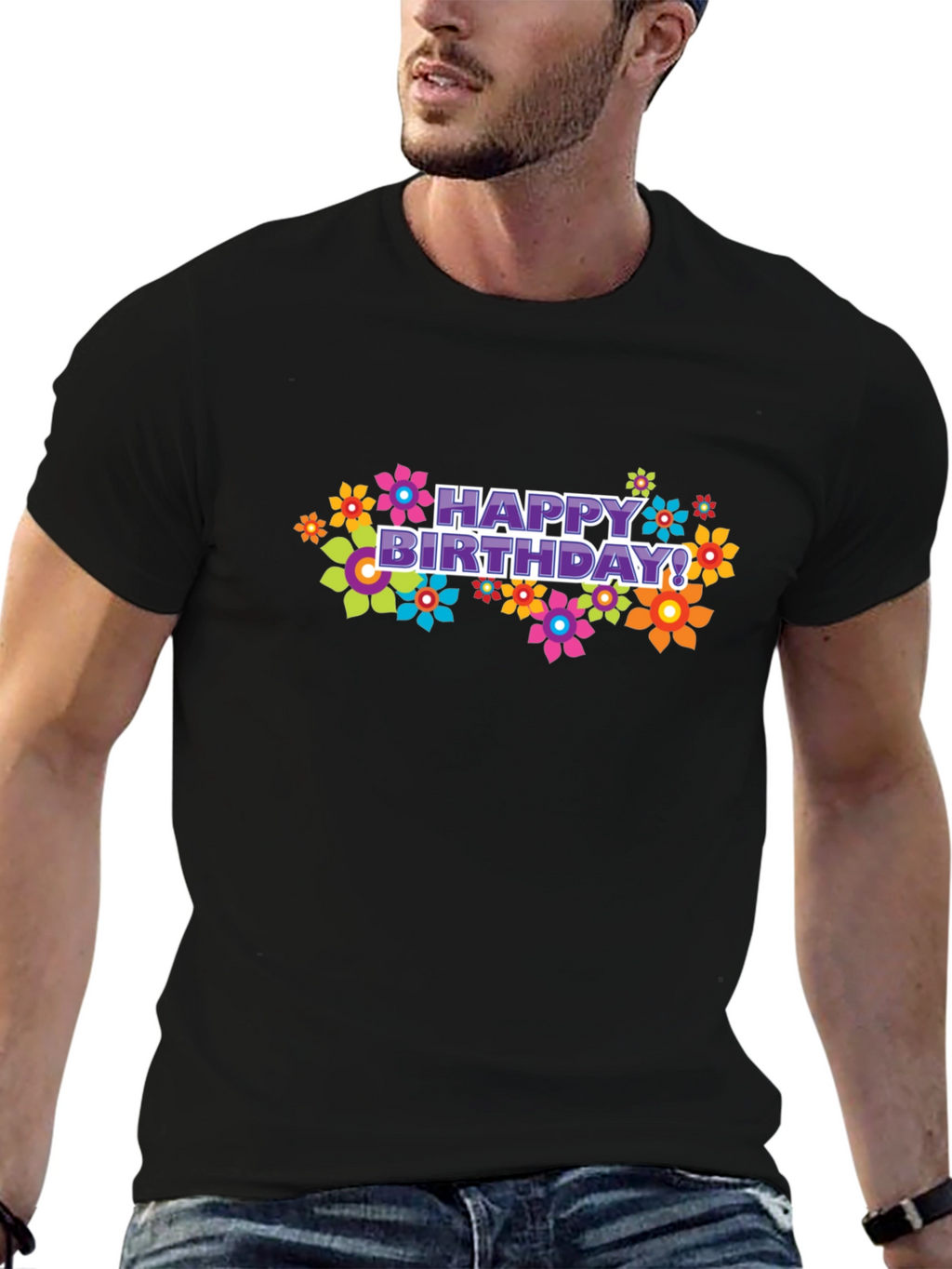 Happy Birthday Floral Graphic T-Shirt