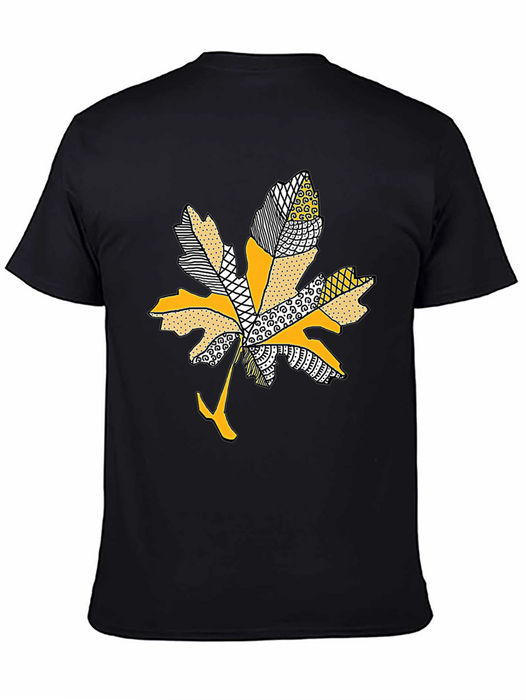 Leaf Design Tee - Stylish Mens Black T-Shirt