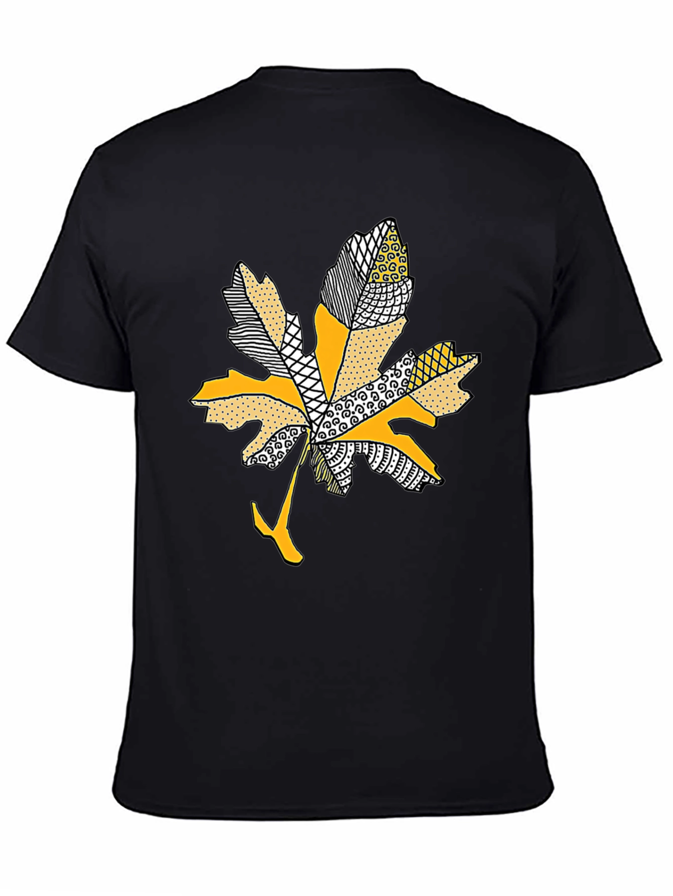 Leaf Design Tee - Stylish Mens Black T-Shirt